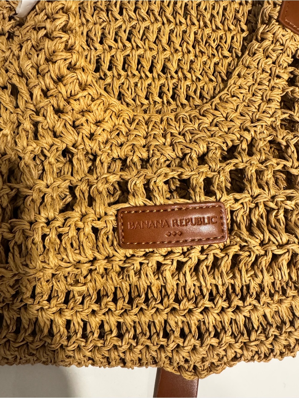 Banana Republic Crochet Tote with faux leather Brown Handles - Picture 4 of 5
